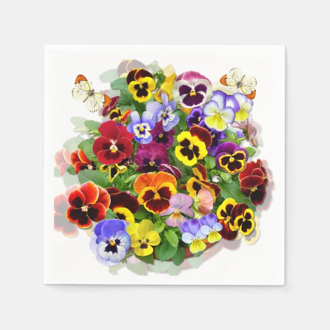 Guardanapo De Papel Pansy Beauty Collage com Borboletas Napkin (Frente)