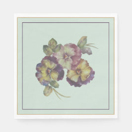 Guardanapo De Papel Pansy Luncheon Pintado à Mão - Pluma e Dourado