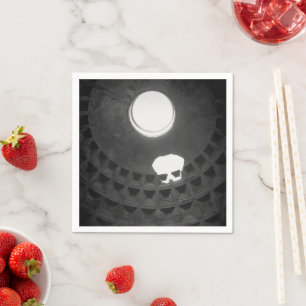 Guardanapo De Papel Pantheon Light Skull Roma Itália Preto e Branco