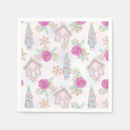 Guardanapo De Papel Pão de Gengibre Rosa Natal