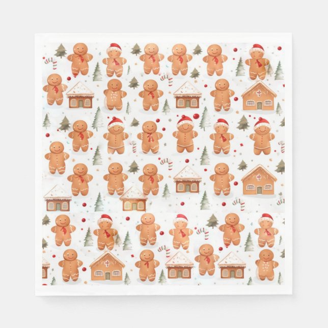 Guardanapo De Papel Pão de Natal Homem e Casa (Frente)