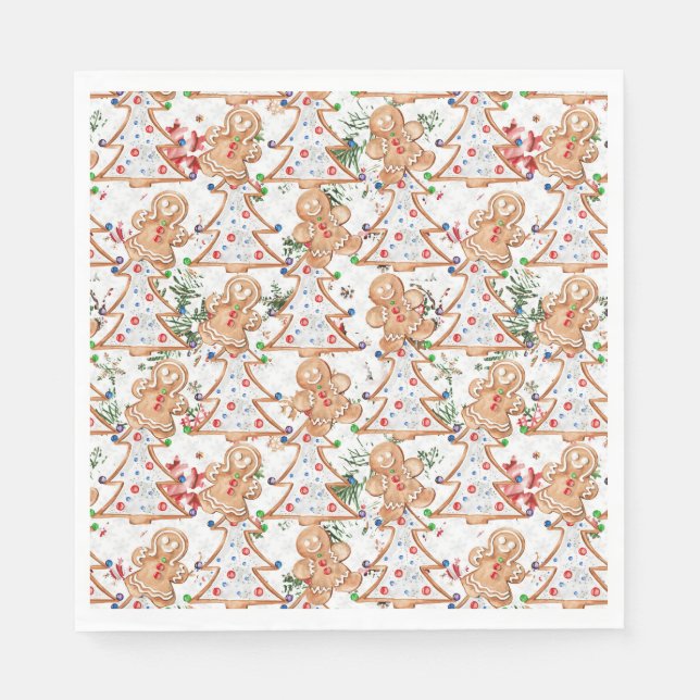 Guardanapo De Papel Pão-pão, mulher e árvore de Natal (Frente)