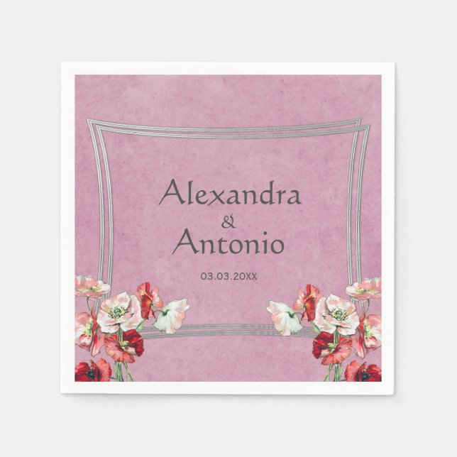 Guardanapo De Papel Papagaias Vermelhas E Rosa (Frente)