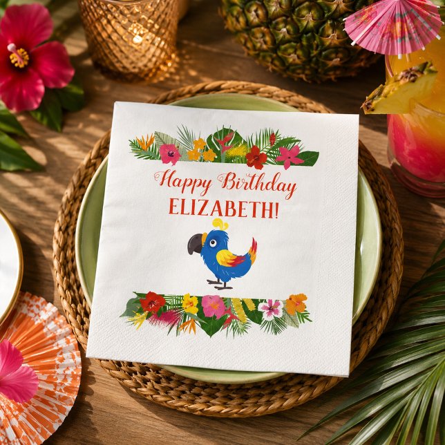 Guardanapo De Papel Papagaio de Aniversário Tropical (Criador carregado)