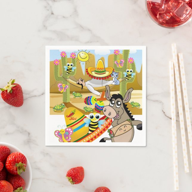 Guardanapo De Papel Papagaio Napkins, Homem Mexicano Borboleta Donkey (Insitu)