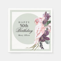 Papagaio Rosa Boho Botânico 50º Aniversário
