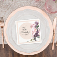 Papagaio Rosa Boho Botânico 50º Aniversário