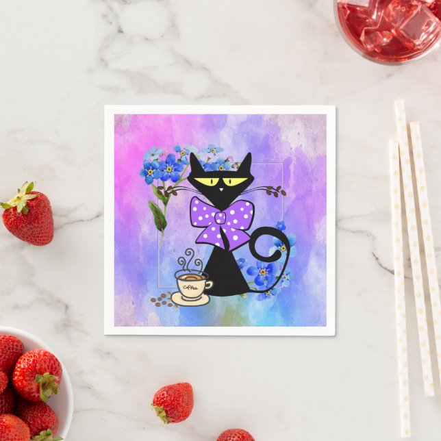 Guardanapo De Papel Papagaios, Aquarelas, Felinos De Gato Floral (Insitu)