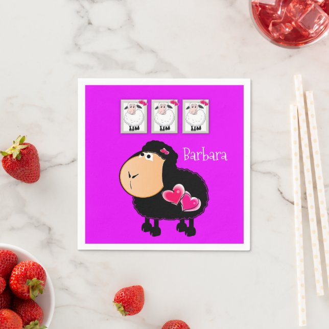 Guardanapo De Papel Papagaios, Corações Rosa-Ovinos Roxos (Insitu)