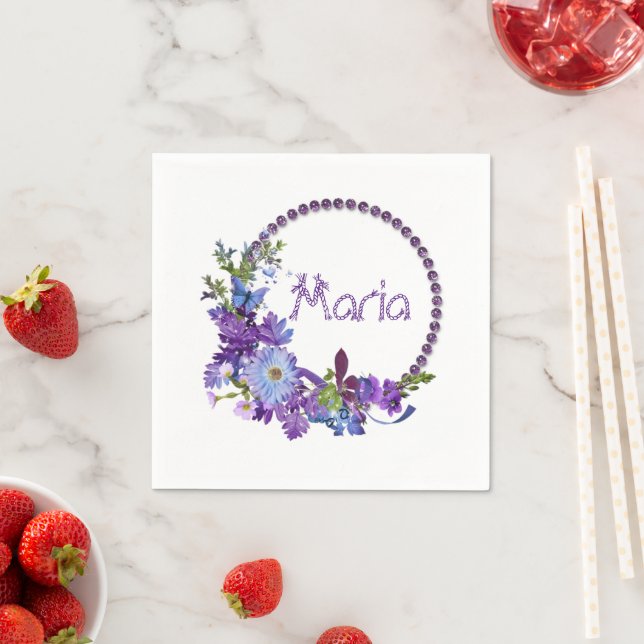 Guardanapo De Papel Papagaios, Flores Roxas (Insitu)