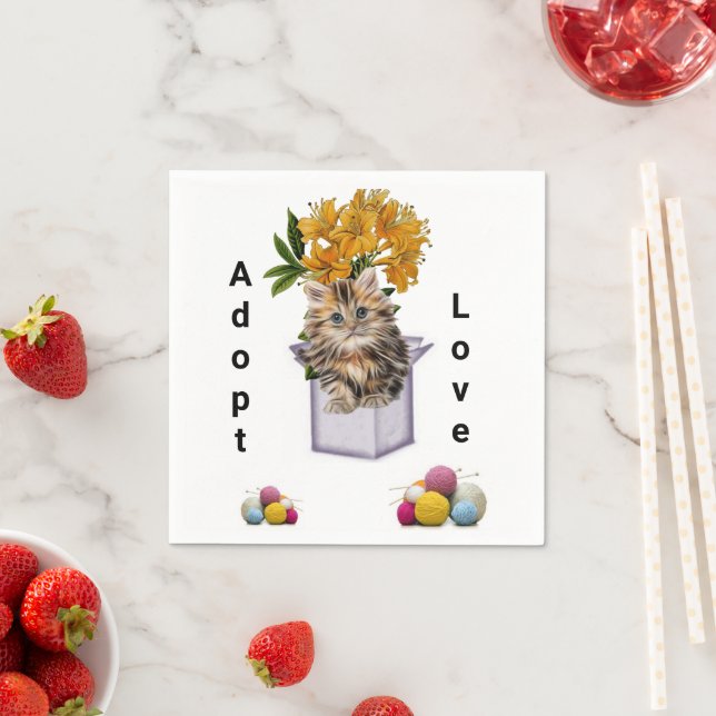 Guardanapo De Papel Papagaios, Gatinho Condo Floral (Insitu)