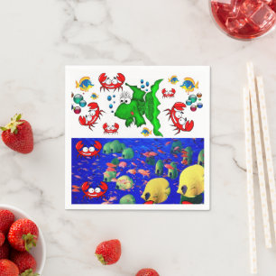 Guardanapo De Papel Papagaios, Oceano de Caranguejo de Peixes