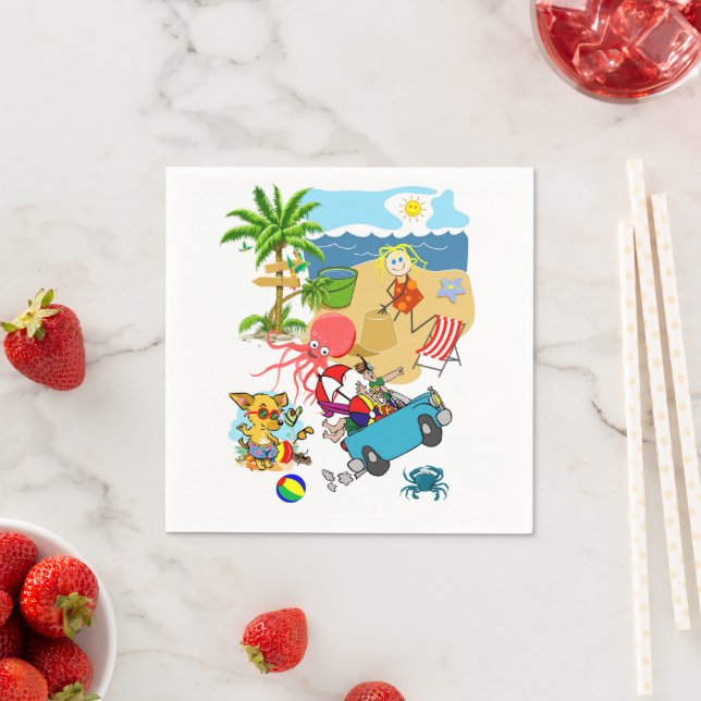 Guardanapo De Papel Papagaios, polvo de diversão de praia (Insitu)