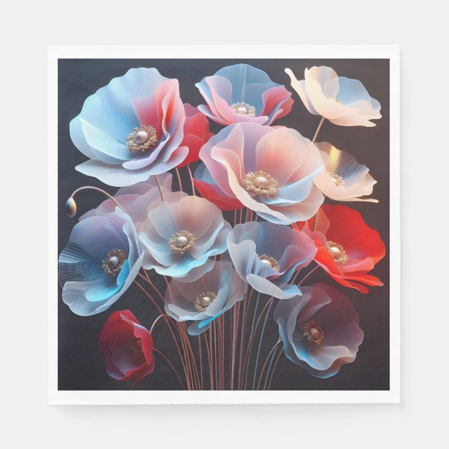 Guardanapo De Papel Papagaios Translúcidos A Preto (Frente)