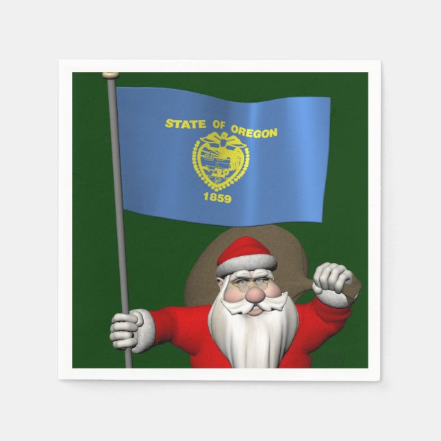 Guardanapo De Papel Papai Noel Com Alferes De Oregon (Frente)
