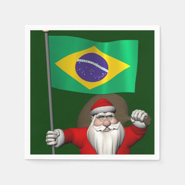 Guardanapo De Papel Papai Noel Com Alferes Do Brasil (Frente)