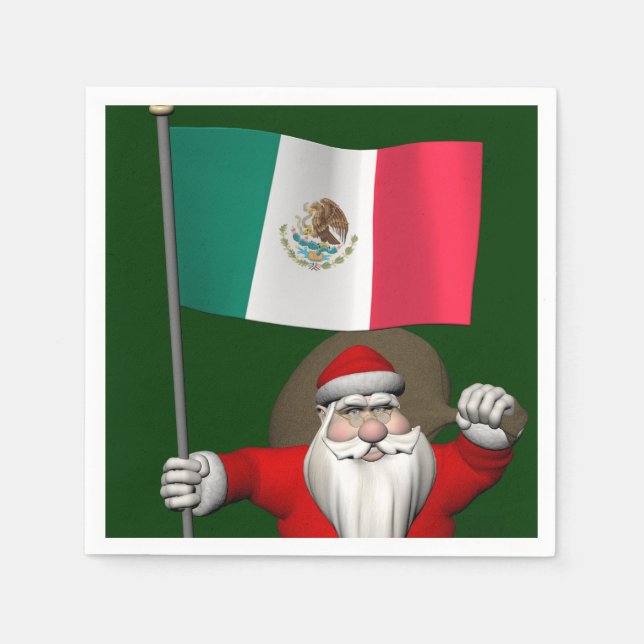 Guardanapo De Papel Papai Noel Com Alferes Do México (Frente)