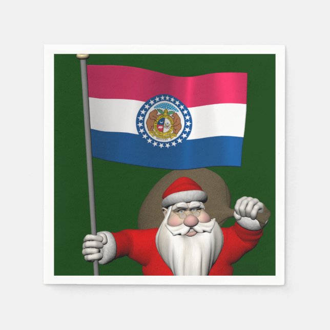 Guardanapo De Papel Papai Noel Com Alferes Do Missouri (Frente)