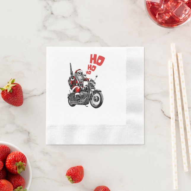 Guardanapo De Papel Papai Noel com arma na moto (Insitu)