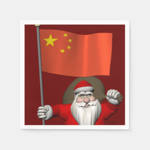 Guardanapo De Papel Papai Noel Com Bandeira Da China