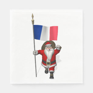 Guardanapo De Papel Papai Noel Com Bandeira Da França