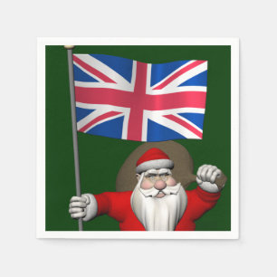 Guardanapo De Papel Papai Noel Com Bandeira Da União Do Reino Unido