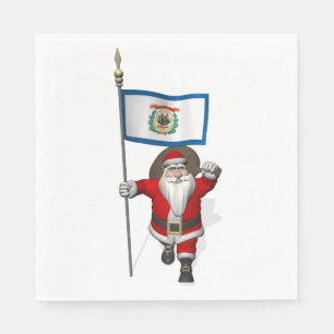 Guardanapo De Papel Papai Noel Com Bandeira Da Virgínia Ocidental