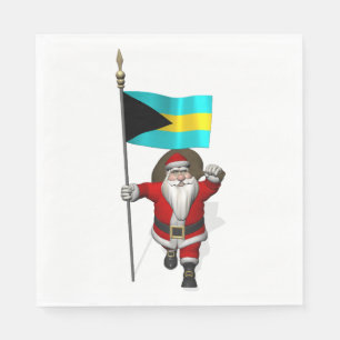 Guardanapo De Papel Papai Noel Com Bandeira Das Bahamas