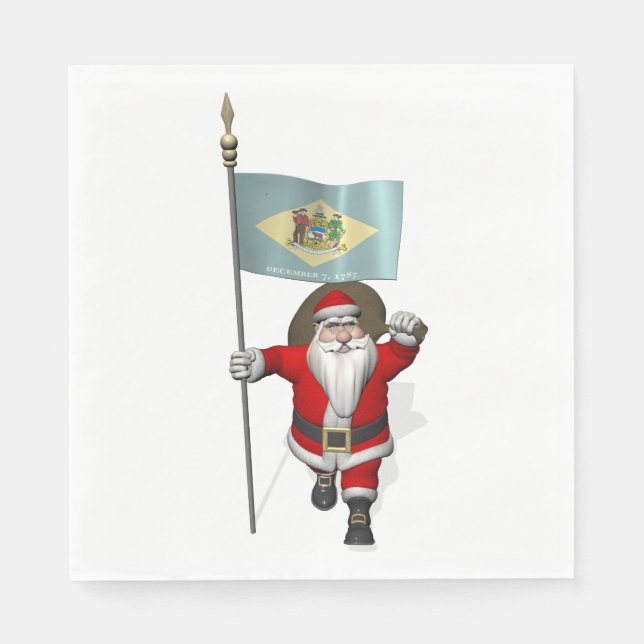 Guardanapo De Papel Papai Noel Com Bandeira De Delaware (Frente)