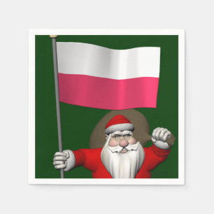 Guardanapo De Papel Papai Noel Com Bandeira De Polônia