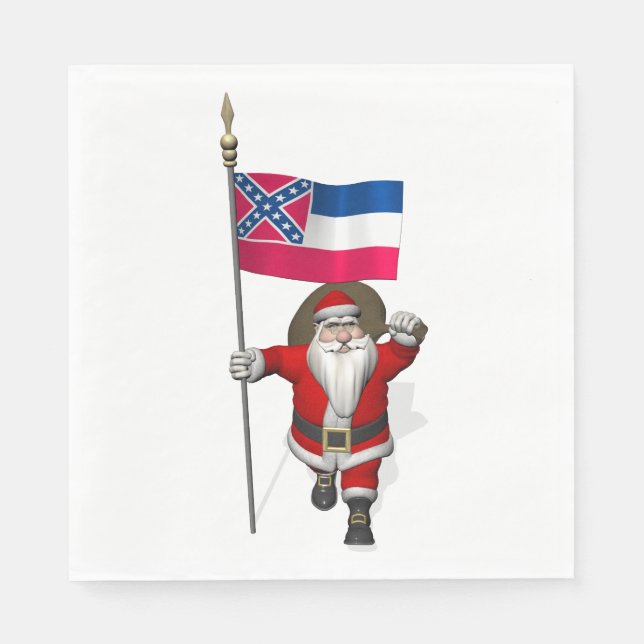 Guardanapo De Papel Papai Noel Com Bandeira Do Mississippi (Frente)