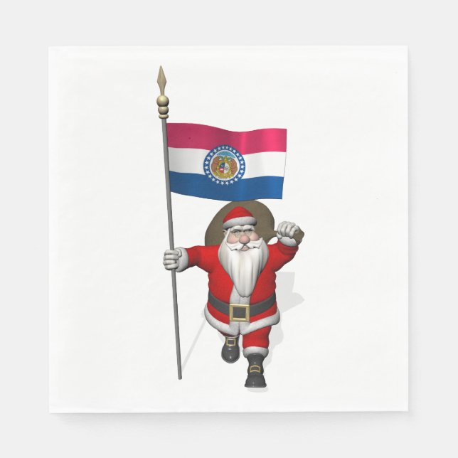 Guardanapo De Papel Papai Noel Com Bandeira Do Missouri (Frente)