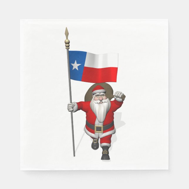 Guardanapo De Papel Papai Noel Com Bandeira Do Texas (Frente)