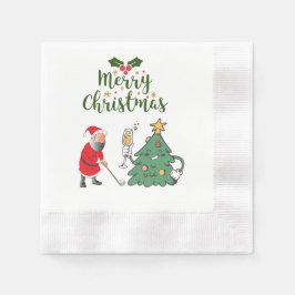 Guardanapo De Papel Papai Noel com bola de golfe Feliz Golfe de Natal