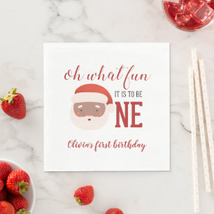 Guardanapo De Papel Papai Noel de Primeiro Aniversário de Natal