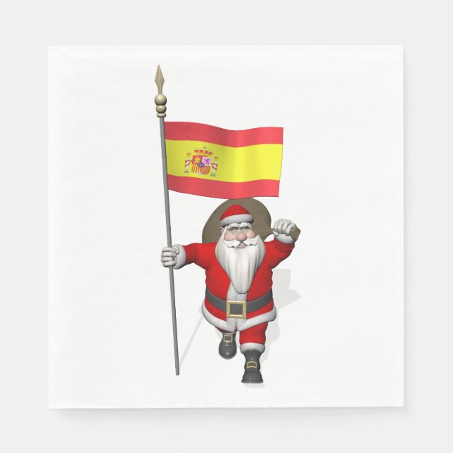 Guardanapo De Papel Papai Noel Doce Com Bandeira De Espanha (Frente)
