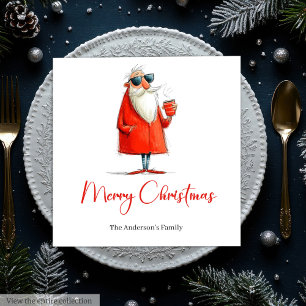 Guardanapo De Papel Papai Noel engraçado Jantar de Natal minimalista 