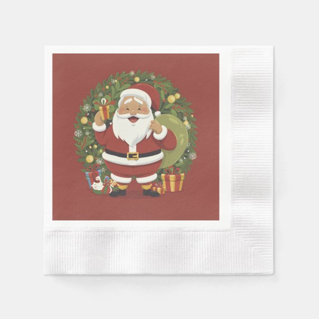 Guardanapo De Papel Papai Noel Ilustra Papel de Natal Napkin (Frente)