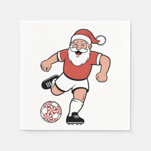 Guardanapo De Papel Papai Noel Jogando Futebol Natal Jogador Esporte