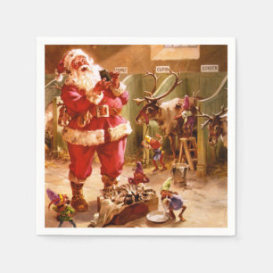 Guardanapo De Papel Papai noel no celeiro da rena