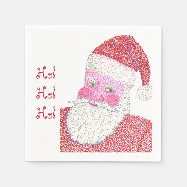 Guardanapo De Papel Papai Noel Pointillisa Papel de Natal Napkins (Frente)