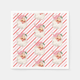 Guardanapo De Papel Papai Noel Rosa Retro Que Diversão