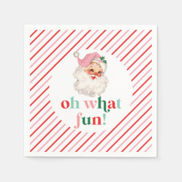 Guardanapo De Papel Papai Noel Rosa Retro Que Diversão