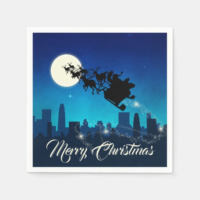 Guardanapo De Papel Papai Noel Sleigh Natal (Frente)