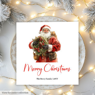 Guardanapo De Papel Papai Noel Tradicional Jantar Vermelho Verde Aconc