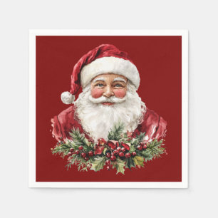 Guardanapo De Papel Papai Noel Vintage Vermelho Natal