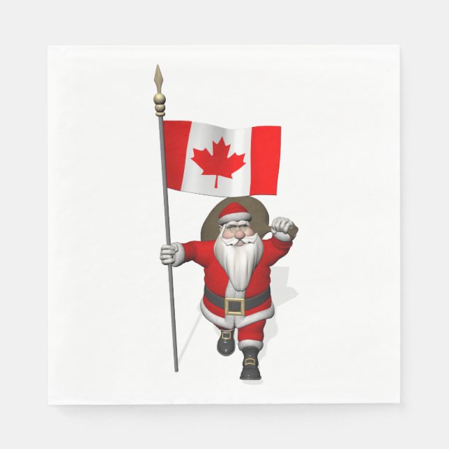 Guardanapo De Papel Papai Noel visitando o Canadá (Frente)