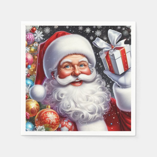 Guardanapo De Papel Papais noeis clássicos com & ornamentos atuais (Frente)