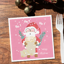 Guardanapo De Papel Papais noeis com Lista de Papéis de Natal Rosa