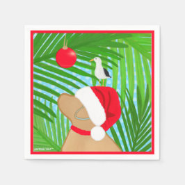 Guardanapo De Papel Papais noeis de cães Ouros Tropicais Natal